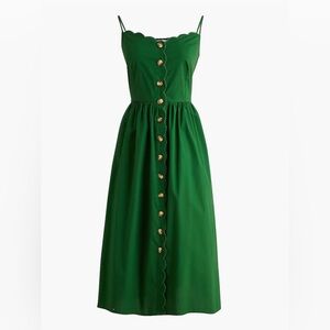 NWOT J. Crew Emerald Scallop Trim Button Front Dress